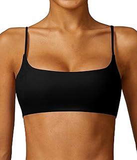 Comper Women's Sports Bra with Thin Straps Stretchy Wirefree Workout Bras Lightweight Workouts Bralette with Removable Pads  Small