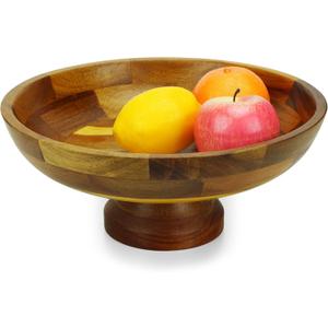 Acacia Wood Fruit Bowl for Kitchen Counter Decor, Decorative Fruit Basket, Modern Farmhouse Decor,(XL) A01