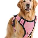 No Pull Dog Harness with 2 Leash Clips, Reflective Adjustable Soft Padded Vest with Handle, Breathable Oxford No Choke Pet Vest for Puppy, Pink,XS