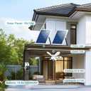 Solar Ceiling Fan with Battery and Smart Thermostat for Outside | 20" Solar Powered Canopy Fan, 2PCS Bifacial Panels, for Outdoor, Patio, Greenhouse, Chicken Coop, Adjustable Temp Control