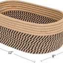 CubesLand Small Baskets, Storage Baskets for Organizing Shelves, Rectangular Woven Storage Baskets Natural Cotton Rope Toy Storage Bins Closet Baby Baskets Empty Gifts Baskets Camel/Mixed Black
