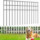 10 Pack 24in(L) X 15in(H) Small/Medium Animal Barrier Fence, 5.5mm Heavy Duty Rod with 1.5" Rod Gap, Dog Rabbits Fences Metal Fence Panel Ground Stakes for Outdoor Patio, Total 20Ft(L), Black