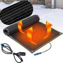 Baquler 1 Pcs 40 x 60 inch Heated Snow Melting Mat Non-Slip Heated Outdoor Mat Electric Snow Melting Melts up to 3 Inch/ H with 9.84 ft Power Cord for Winter Ice Removal Walkway Stairs Sidewalk, Black