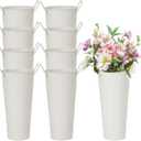 8 Pcs Flower Buckets and Galvanized Flower Bucket with Handles Flower Bucket Vases, 10 Inch High Floral Buckets for Cut Flower for Table Centerpiece,9.8 x 4.2 x 3 inches