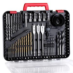 AVID POWER Drill Bit Set, Titanium Twist Brad Point Driver Bits, Drill and Screwdriver Bits Combo Kit with Case for Metal, Wood, Concrete and Masonry, 100 Pieces
