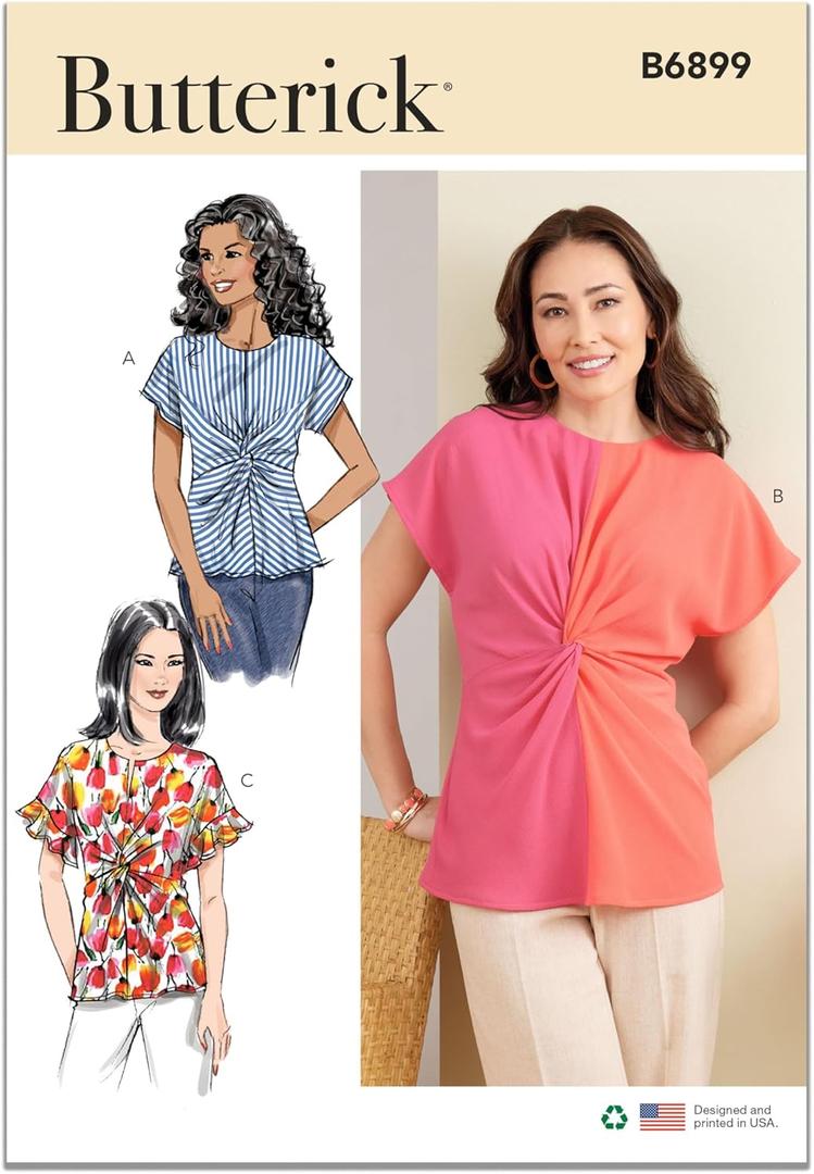 Butterick B6899B5 Misses' Top Sewing Pattern Kit, Design Code B6899, Sizes 8-10-12-14-16