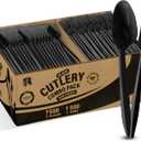 1000 Pcs Black Plastic Utensils Set - 500 Forks And 500 Teaspoons, Plastic Forks And Spoons Set - Bulk Black Cutlery Set