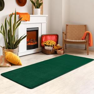 Softlife 2x6 Green Runner Rug for Bedroom Living Room, Washable Soft Fluffy Hallway Runner Area Rugs, Non-Slip Indoor Carpet for Kitchen Laundary Room Decor Entryway Bathroom