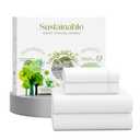 SUPREME ELEGANCE 100% Cotton Queen Sheet Set - Arctic White, Sateen Soft & Silky Bed Sheets Queen Size, Wrinkle-Resistant Finish, All-Round Elastic 18” Deep Pocket Fitted Sheet, Hotel Luxury Bedding