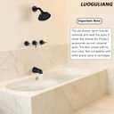 LUOGULIANG 3 Handle Tub Shower Faucet Set, Bathtub Shower Trim Kit with Tub Spout, Shower System Complete 3 knobs, Matte Black