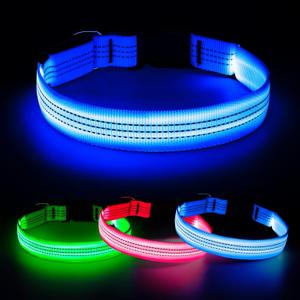 LED Dog Collar, Rechargeable Light Up Dog Collars Glow in The Dark, Adjustable Waterproof Collar Light for Medium Dogs (Blue, M) (M (15.0-19.7inch/ 38-50cm))