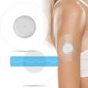 60Pack Libre Sensor Covers Latex-Free Medical Adhesive Patches for Libre 2/3 Precut CGM Tape with No Glue On The Center Waterproof and Strong Stick for Long Stay (Blue)