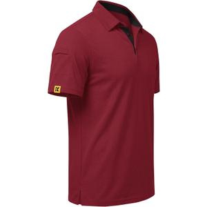 Men's Polo Shirt Short Sleeve Moisture Wicking Sports Casual T-Shirt Golf Polo Shirt Business Collar Shirt for Men Red M (M)