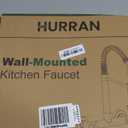 Wall Mount Kitchen Faucet, Hurran Brushed Nickel Kitchen Sink Faucet, 8 Inch 2 Handle Wall Mount Commercial Sink Faucet with Pull Down Sprayer for Kitchen Laundry Room Restaurant