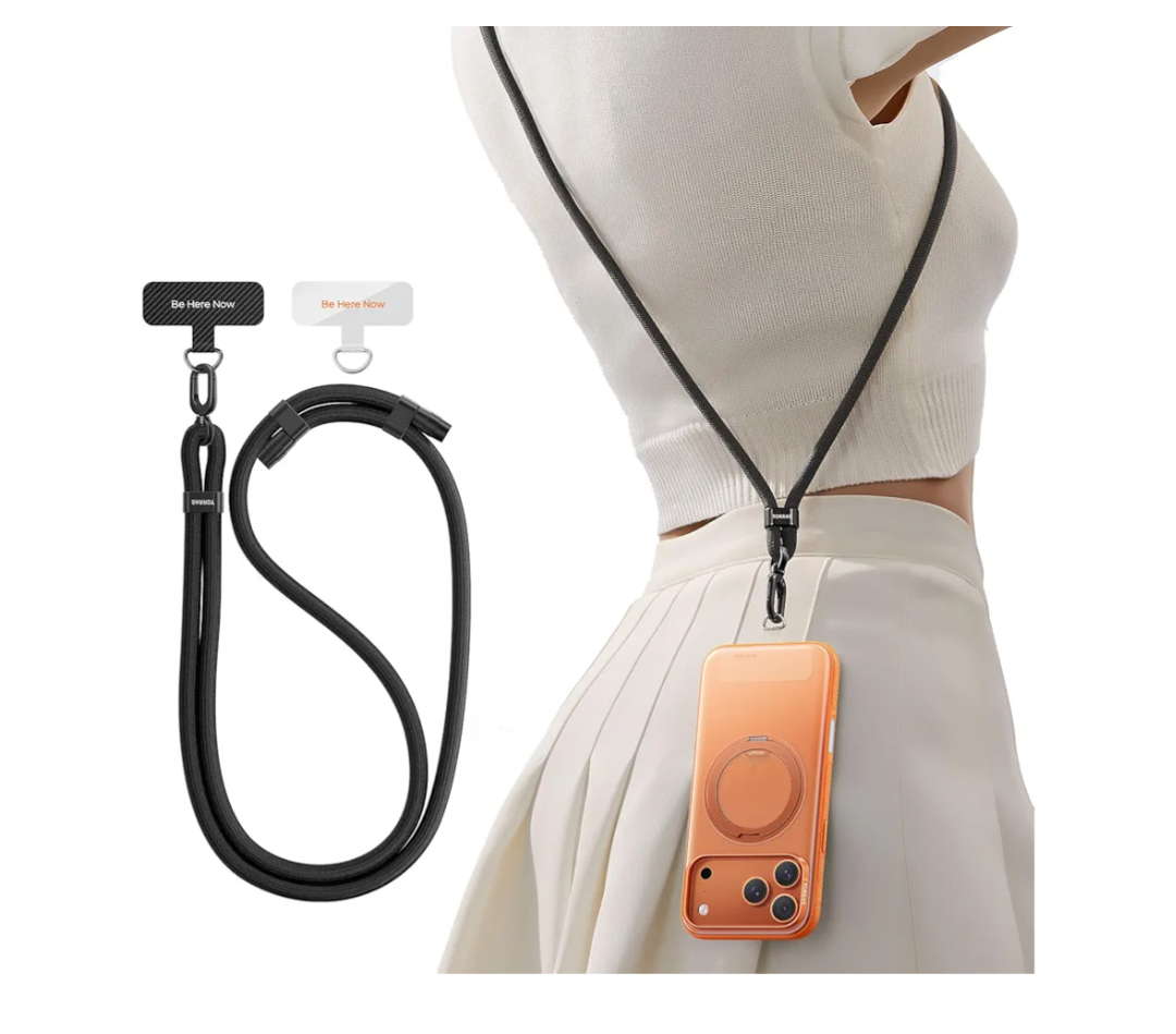 TORRAS Phone Lanyard Crossbody with 2 Phone Tabs, Adjustable Anti Theft Phone Strap for All Phones, Premium Metal Buckles, SkinFriendly, Universal Cell Phone Neck lanyard for Travel Essentials, Black