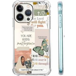Bible Verses Christian Jesus Quotes Collage Pattern Phone Cover,Trendy Soft TPU Protective Case for iPhone 14 Pro,#1