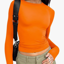 Trendy Queen Womens Long Sleeve T Shirts Fall Fashion 2026 Basic Crop Tops Going Out Outfits ,S