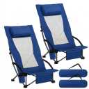 Spiareal 2 Pack High Back Chair for Adults with Headrest Cup Holder Carry Bag Portable Backpack Folding Beach Chair 300lbs Heavy Duty Lightweight High Back for Picnic Camping Fishing(Blue)
