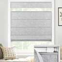 LazBlinds No Tools No Drill TDBU Cordless Roman Shades for Window, Thermal Insulated UV Blocking, 100% Blackout Fabric Blinds for Bedroom & Living Room, 28" W x 64" H, Blackout - Grey