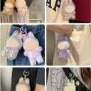 4 x Protective Case Compatible with Labubu, Crystal-Clear Hard Display Box with Keychain & Dustproof Cover, Clear Display Case with Keychain(Doll Not Included, Standing