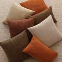 Foindtower Set of 2 Decorative Textured Burlap Linen Throw Pillow Covers Farmhouse Boho Cushion Cover Solid Accent Pillowcase for Couch Sofa Bed Living Room Home Decor,2020 Inch,Burnt Orange (Gold Flame)