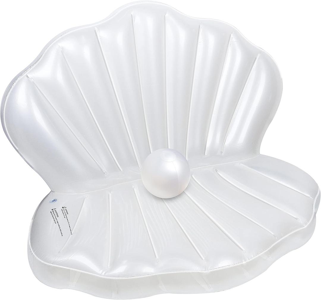 Zcaukya Inflatable Seashell Pool Float, 45.2 Inch Giant Clam Air-Filled Toys with Pearl Ball for Kids Birthday Party Swimming Pool Summer Beach Party Mermaid Ocean Theme Party Decor