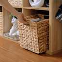 10.5x10.5 Water Hyacinth Storage Baskets, Collapsible Square Wicker Baskets Cube Storage Bins for 11 Inch IKEA Kallax, Set of 3