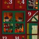 Christmas Wooden Advent Calendar House 2026 with Drawers and Led, Countdown to Christmas Decoration to Fill Small Gifts, red