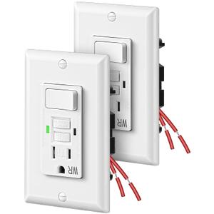 DEWENWILS 15A GFCI Switch Outlet Combo, 2 Pack Tamper-Resistant GFCI Electrical Outlet, 15 Amp GFCI Outlet, WR Ground Fault Circuit Interrupter, Self-Test with LED Indicator, ETL Listed, White