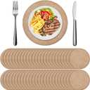 Yunlly Set of 48 Burlap Round Placemats Bulk Burlap Circle Rustic Table Decorations Jute Farmhouse Placemats Heat Resistant Round Table Mats Charger Place Mats for Christmas(11.8 in,Brown)