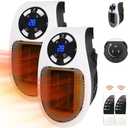 2PCS Ecowarm Plug in Heater, 500W Wall Outlet Electric Space Heater as Seen on TV, Small Portable Space Heater with Adjustable Thermostat & Timer & Led Display for Office Bathroom Bedroom Indoor Use