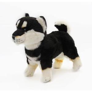 Kawaii Black Shiba Inu Dog Plush Toy Realistic Simulation Soft Stuffed Animal Akita Puppy Plushie Pillow Toys Lifelike Dog Home Decoration 11'' Long (Black and White)