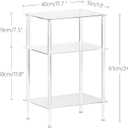 Tempered Glass Side Tables Set of 2 Acrylic End Table with 3 Storage Shelve transparent Bedside simplicity clear 3-Tier Nightstands small Spaces Office Bedroom Living Room Study Transparent ET-008TR3T