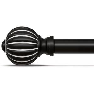 Black Curtain Rods for Windows 28 to 48 Inch, 1'' Adjustable Heavy Duty Curtain RodVintage Decorative Drapery Rods with Pumpkin Finials for Bedroom Living Room