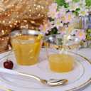 I00000 200 Pack Gold Plastic Cups, 9 Oz Elegant Clear Plastic Cups Gold Rimmed Disposable Wine Glasses Fancy Disposable Party Cup Wedding Cup Drinking Tumblers Cocktail Glasses Perfect for Party, 200 Count