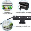hygger 24/7 Mode Submersible Aquarium LED Light, Full Spectrum Hidden Fish Tank Light with 3 Rows Beads 7 Colors Auto On Off Sunrise-Daylight-Moonlight, Adjustable Timer Brightness 8W