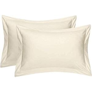 Cotton Metrics Heavy Quality Standard Pillow Shams Set of 2 Ivory 600TC 100% Organic Cotton Ivory Pillow Shams Standard Size 20X26 Decorative Pillow Cover with 2 Inch Flang