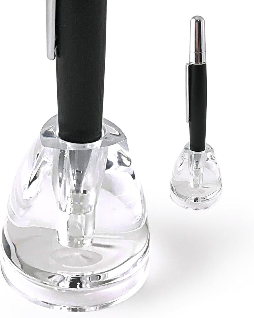 Clear Acrylic Pen Holder Vertical Single Pen Stand, Transparent Desk Organizer for Pens, Pencils & Stationery, Slip-Resistant Office Accessory, Clear, 1 Pack