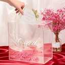 Large Clear Acrylic Wedding Card Box with Slot and Pen, 10x10x5 inch Wedding Receptions Wishing Well Money Box, DIY Card Box for Party, Graduation, Bridal Shower, Birthday (Clear)