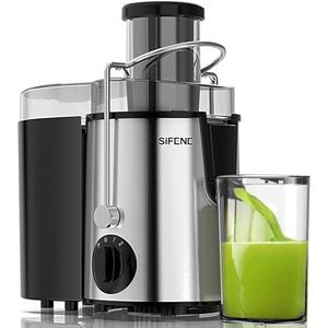 SiFENE Juicer Machines, Big Mouth Large 3” Feed Chute for Whole Fruits and Vegetables, Centrifugal Extractor, Easy to Clean, Non-BPA, Silver