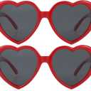 JOVAKIT Kids Polarized Heart Shaped Sunglasses for Girls Age 3-18, Fashion Lovely Rave Party Sun Glasses UV Protection (Two Pack: (Red/Grey+red/Grey))
