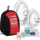 Primacare RS-6848 First Aid CPR Mask Combo Kit for Adult and Infant  Emergency Resuscitator Set with 2 Valves, Vinyl Gloves, Alcohol Prep Pads & Carrying Case Included