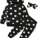 WESIDOM 3T Girl Clothes Cute Toddler Girls Outfits 3 Years Old Fall Winter Sweatsuits for Girls Trendy Sweatshirt Pants Hoodie Sets (Long Sleeve-black, 3-4 Years)