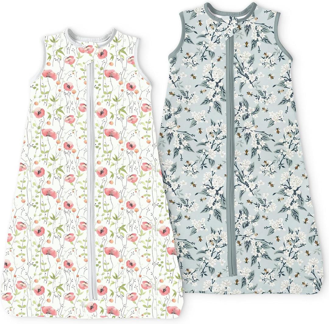 Toddler Sleep Sacks 2T-4T, 0.5 TOG Light Summer Wearable Blankets, Extra Long XL Sleeping Bags, 2 Pack