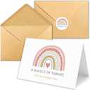 50 Pack Baby Shower Thank You Cards with Envelopes (4"x6"), Boho Rainbow Watercolor Thank You Cards for Baby Shower Birthday Supplies, Baby Shower Thank You Cards for Baby Girl Baby Boy