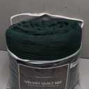 Wondnuga Velvet King/Cal.King Size Quilt Set 3 Pieces, Lightweight Soft Bedspread Coverlet, Forest Green, Double Box Stitch, Comforter Cover Bedding Set for All Season (1 Quilt, 2 Pillow Shams)