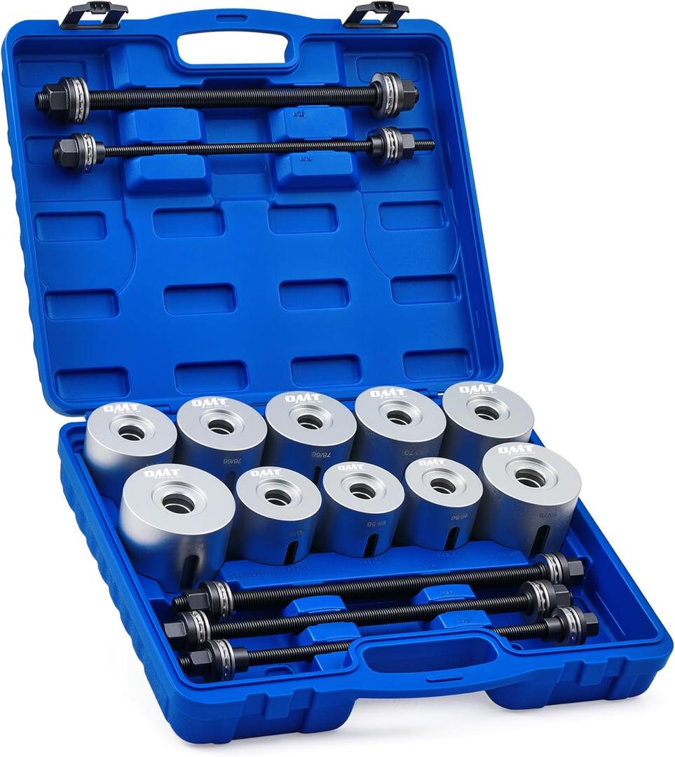 Orion Motor Tech Bushing Press Kit, 27pc Pull and Press Sleeve Kit for Most LCV HGV Engine Cars Vehicles, Universal Seal Bearing Bushing Removal Installation Tool Kit 5 Pulling Spindles with Nuts Case (Blue)