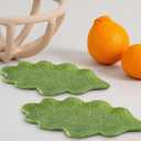 Oak Leaves Shaped Spoon Rest for stove top Set of 2 Decorative Ceramic Spoon Holder for Kitchen Counter, Stove Top & Cooking Utensils