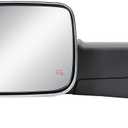 Driver Left Side Door Towing Mirror Power and Heat Glass with BLIS Chrome Back Cover Turn Signal Light and Puddle Light Manual Folding Temperature Sensor For 19-24 Ram 2500 3500 4500 5500, Large