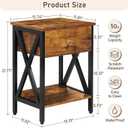 JMLHMXC Nightstands Industrial Bedside End Tables with Drawer and Storage Shelf,Small Side Table for Bedroom, Living Room, Sofa Couch,Brown Set of 2